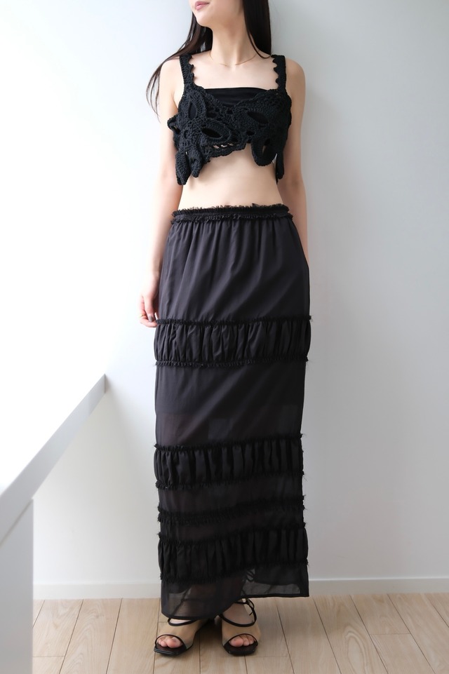ànuke　  Tiered Pencil Skirt　ティアードペンシルスカート   Black