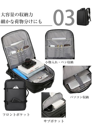 リュック バックパック リュックサック 黒 シンプル レディース メンズ 大容量 頑丈 シンプル ビジネス 収納 撥水加工 USB充電口付き 通気性 ブラック