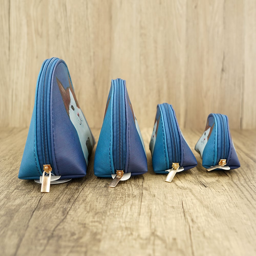 猫ポーチ(マトリョシカポーチ)お茶・ブルー | マスノヤ衣料品店