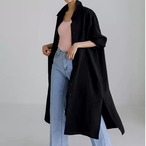 Soft Drape Long Shirt Dress_BLACK I25142