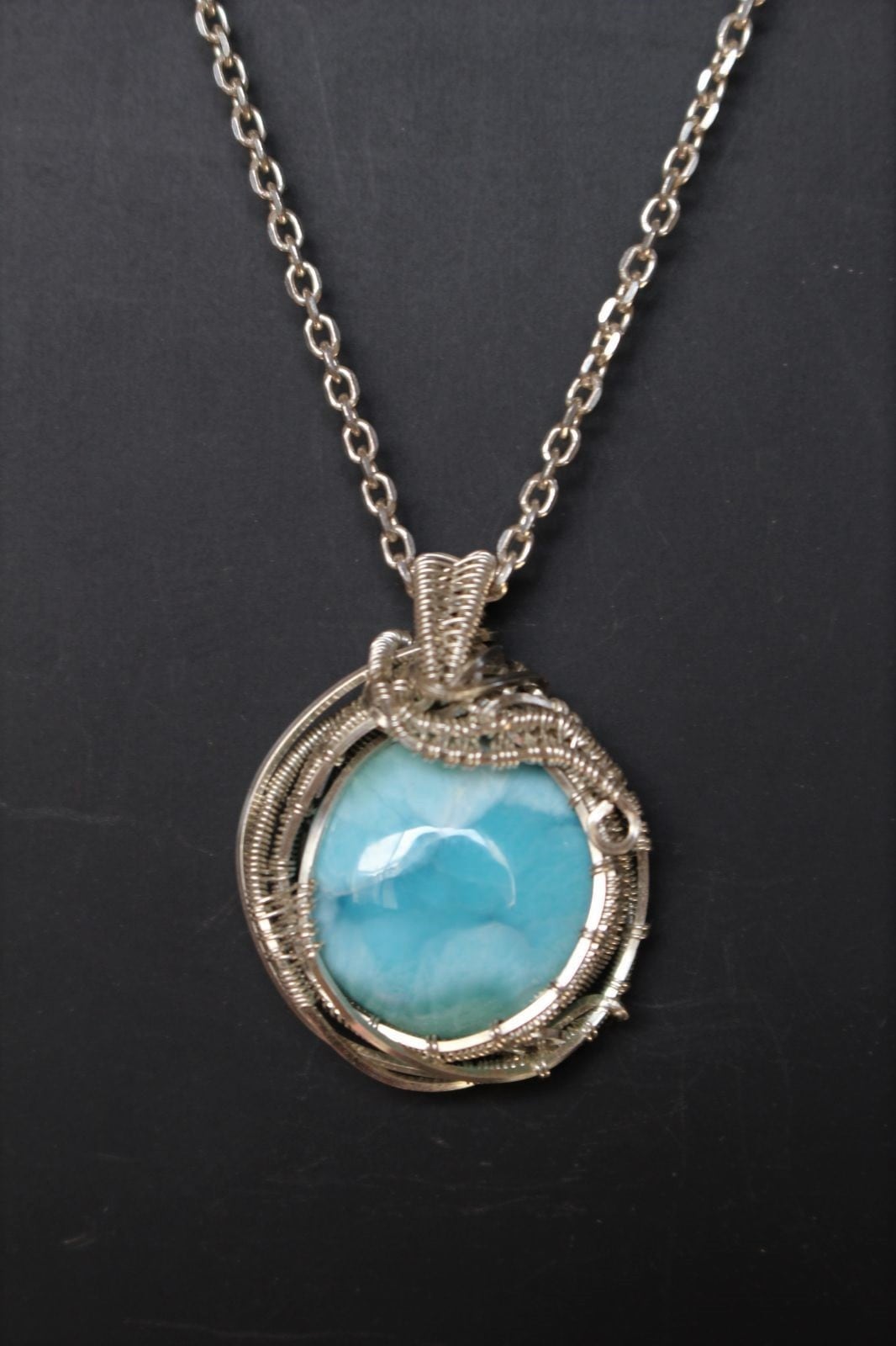 Larimar silver925 wirewrapping pendant