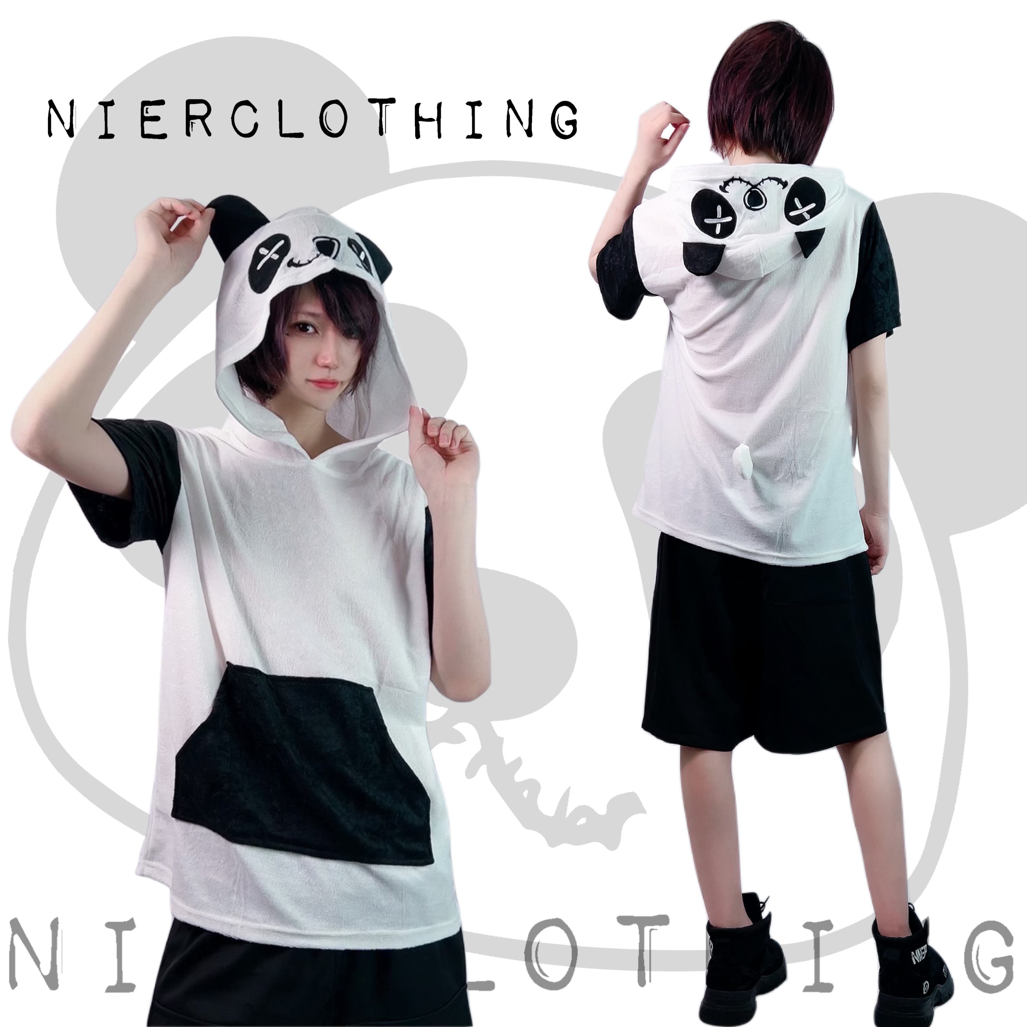 パイル素材 パンダパーカー 耳 尻尾付き Nier Clothing パイル素材 パンダパーカー 耳 尻尾付き Nier Clothing