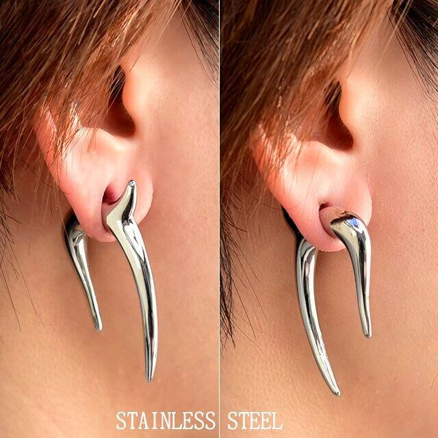you ピアス ボーンカフ ボディピアス 4G 2G 7mm Horns カーブ フックピアス ステンレス
