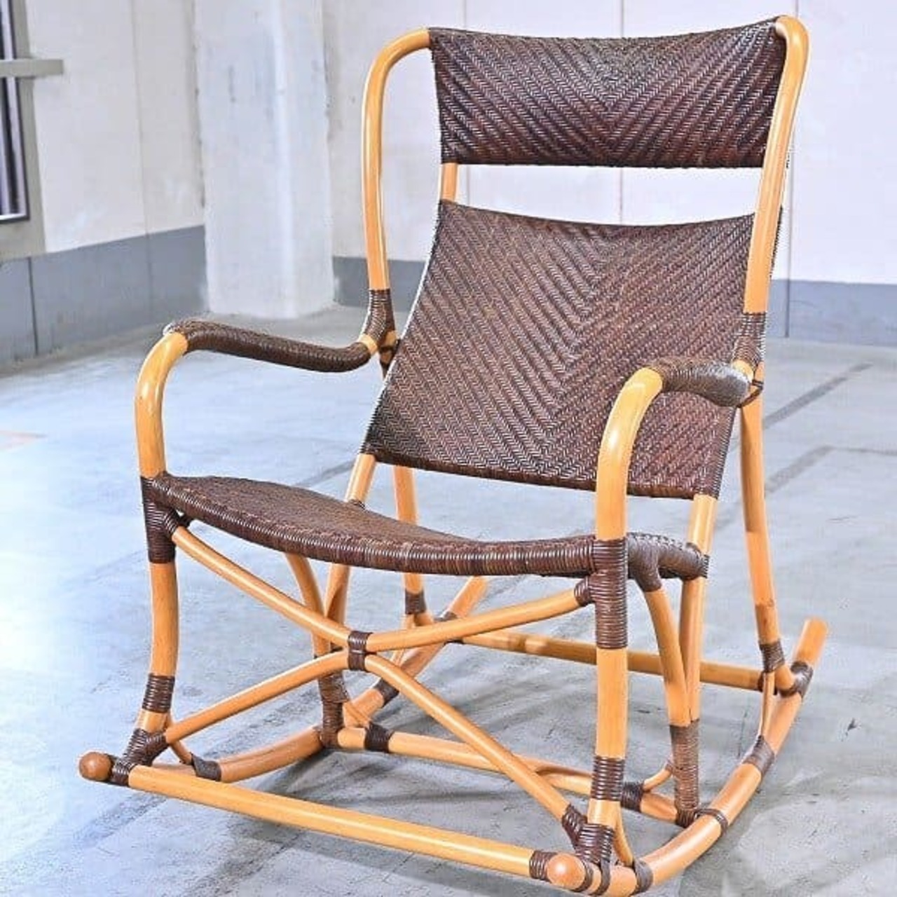 ヤマカワラタン ロッキングチェア 揺り椅子 ダイニング リビング ジャパニーズモダン ビンテージ 山川 yamakawa【中古家具/中古インテリア/USED家具ユーズド家具/リサイクル】