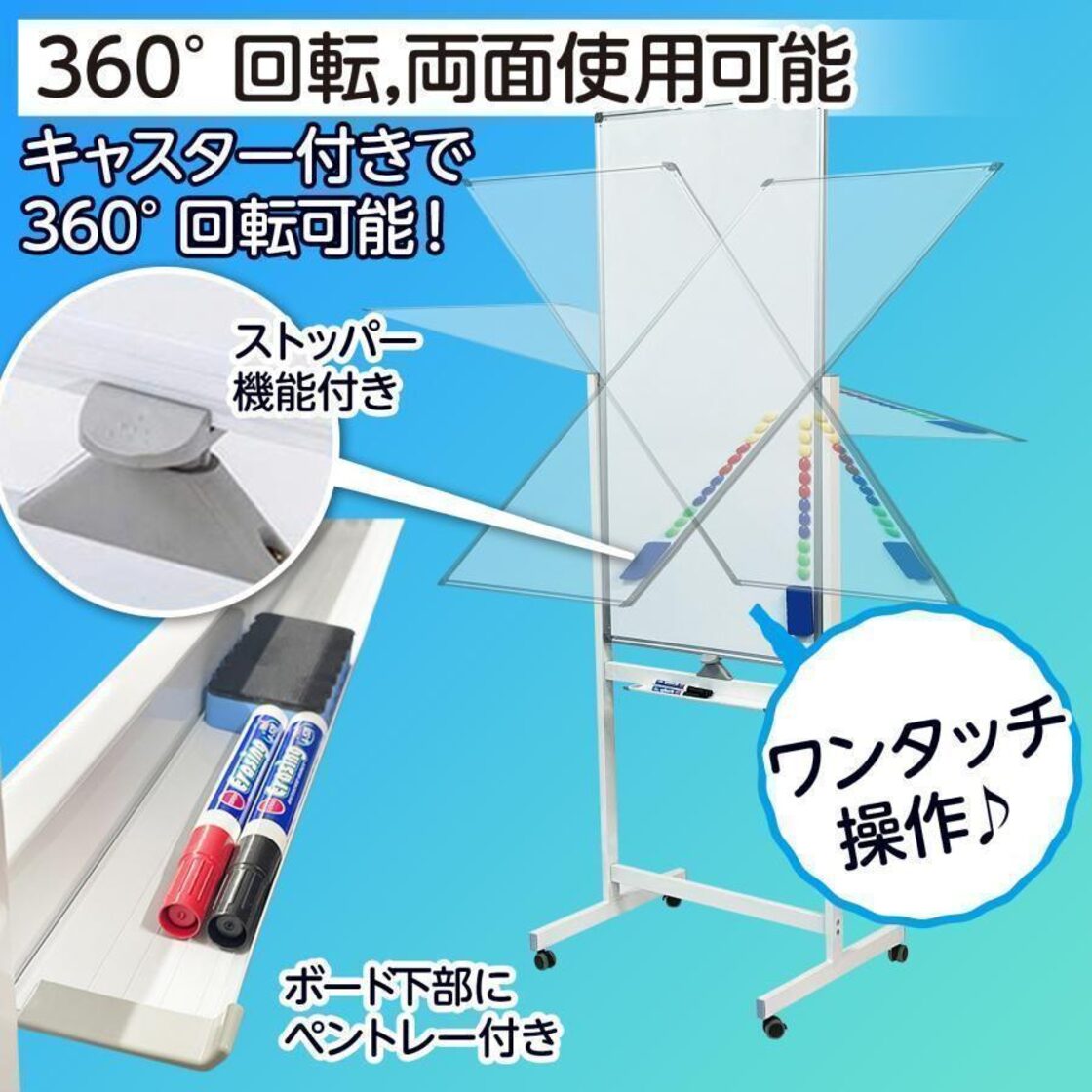 ホワイトボード マーカー 脚付き 縦型 1200mm×600mm 白 2015 | Pay ID