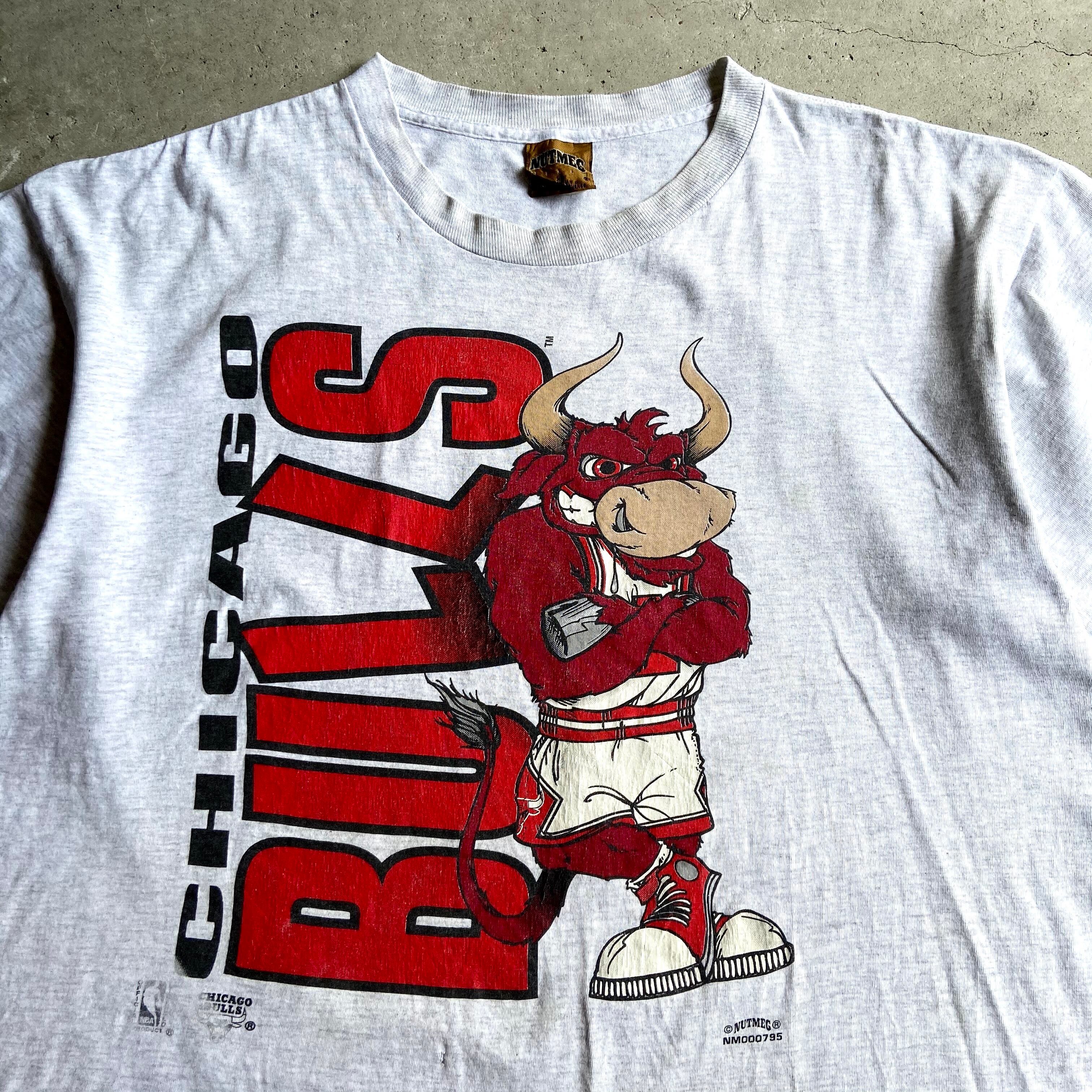 NUTMEG 90年代 NBA CHICAGO BULLS シカゴ ブルズ プリントTシャツ メンズXL 古着 チーム系 90S ヴィンテージ  ビンテージ 霜降り ライトグレー 灰色【Tシャツ】【SA21073】 | cave 古着屋【公式】古着通販サイト