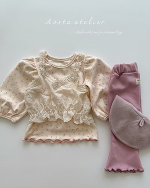 【Aosta】ル・パフTシャツ フラワー 70~110cm