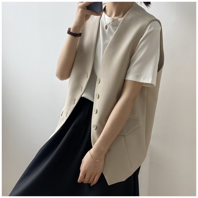 soft drape vest / 2colors 【20220121407】