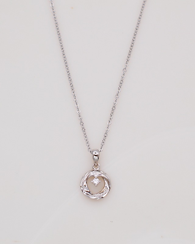 Silver925 スクロール CZサークルネックレス