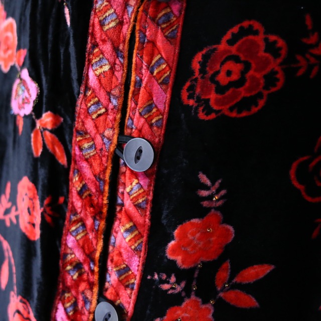 "刺繍" flower art pattern velours china motif shirt