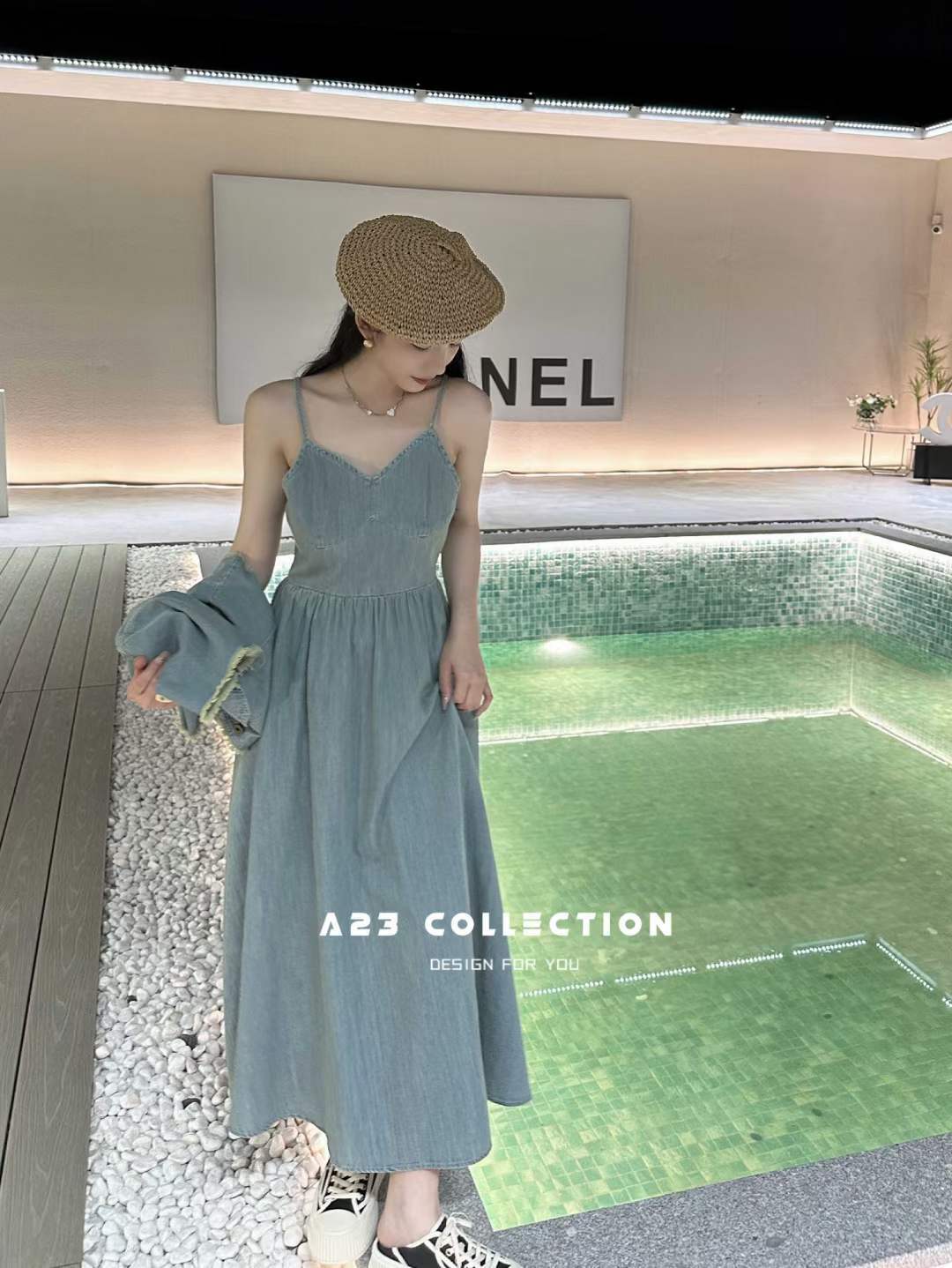 デニムキャミワンピース・ジャケットセットアップ　AJ33172-730