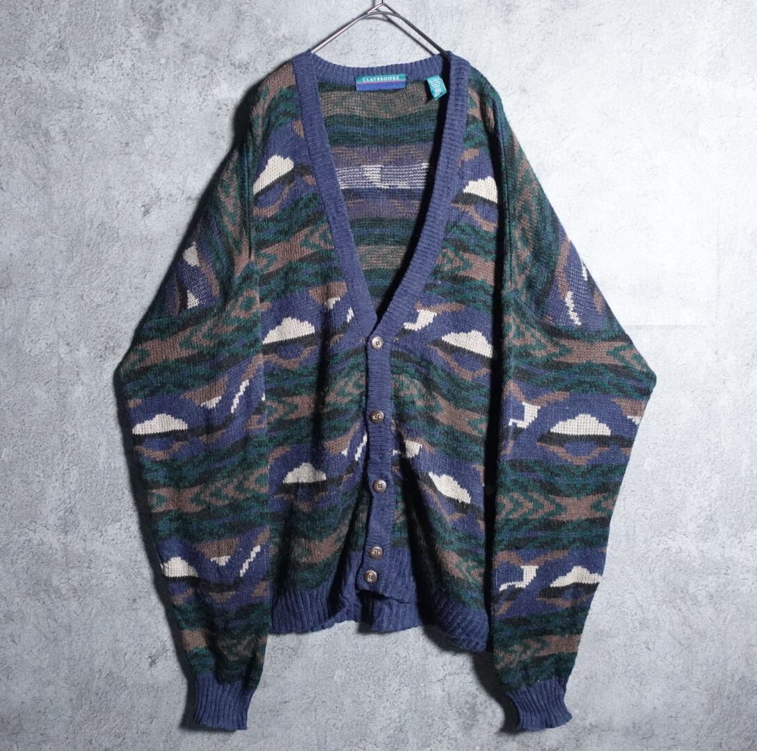 Border pattern geometric design cardigan