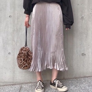 ★送料無料★フリ－☆光沢プリ－ツスカ－ト[SKN9558]