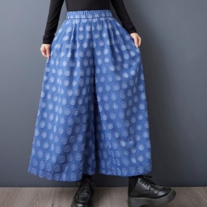 DOT DENIM A-LINE WIDE LEG CROPPED PANTS 2colors M-14230