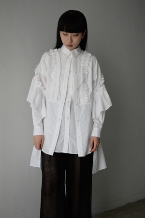 Akihide Nakachi / dual back square frill shirt (white)