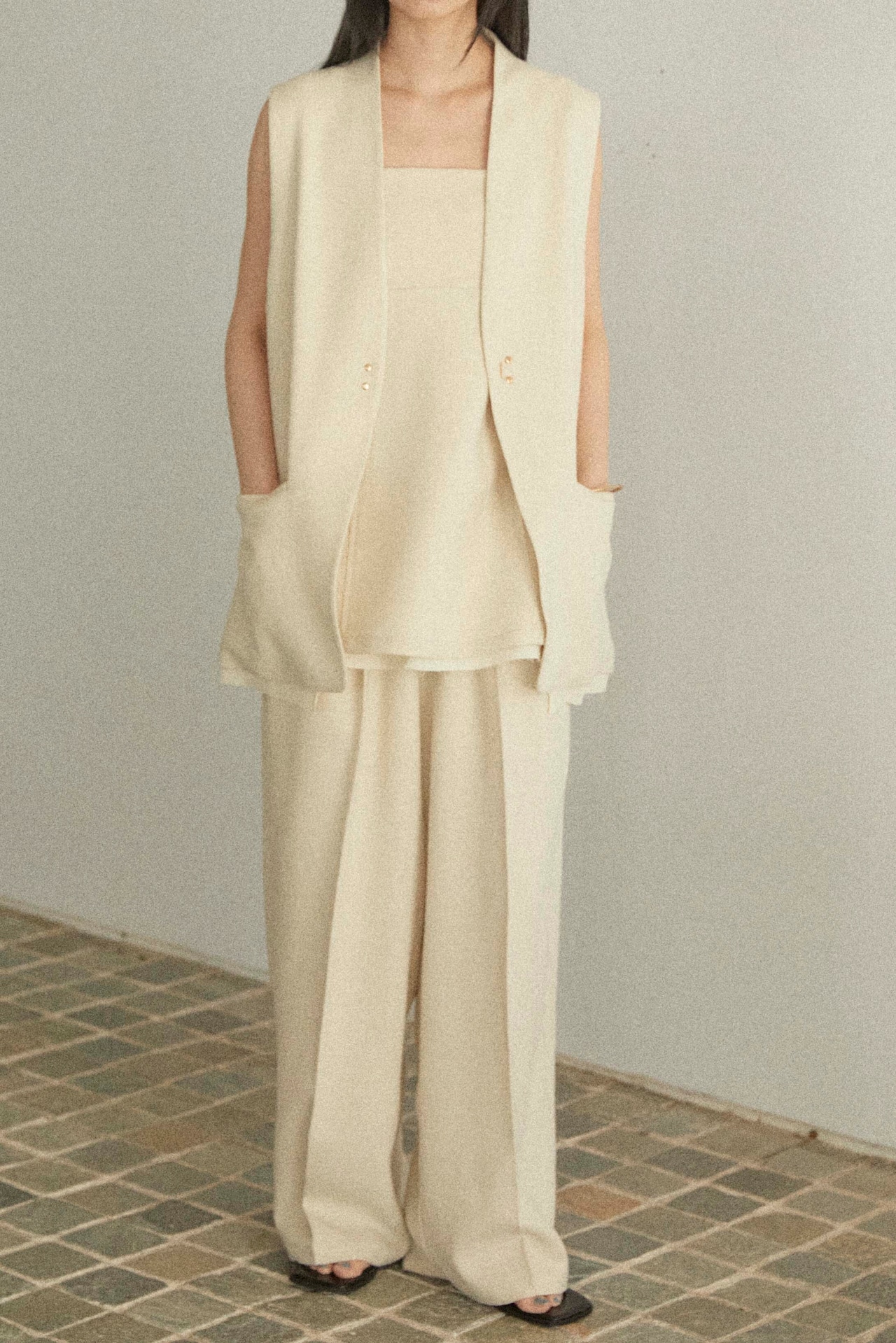 DU250501 linen like wide straight pants【T sizeあり】【Re Stock】【残り僅か】