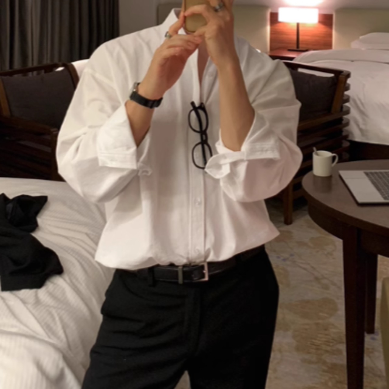 ハンサムシンプルカジュアルシャツ　0828