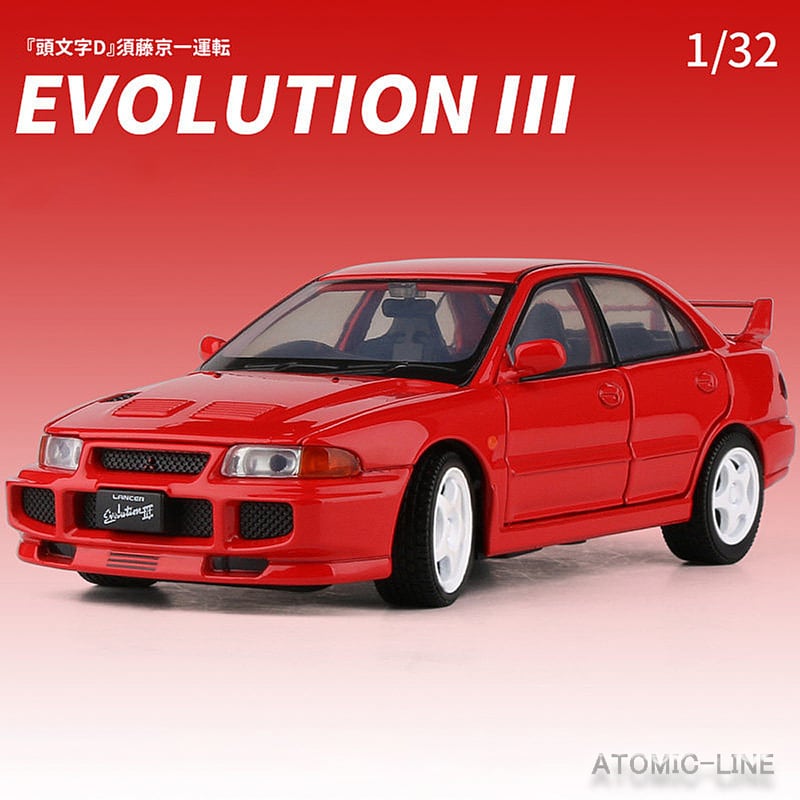 ミニカー Mitsubishi Lancer Evolution III & Toyota 三菱 LANCER Evolution 3 III ミニカー 1/32 全4色 ライト点灯