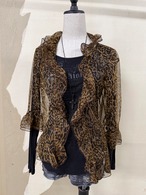 leopard sheer ruffle blouse