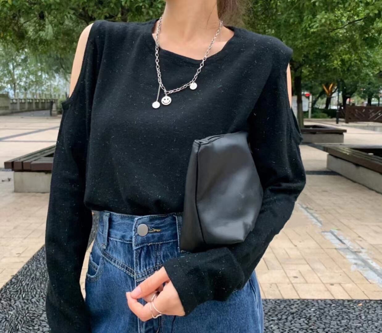 肩開き カラーニット　AJ111-155