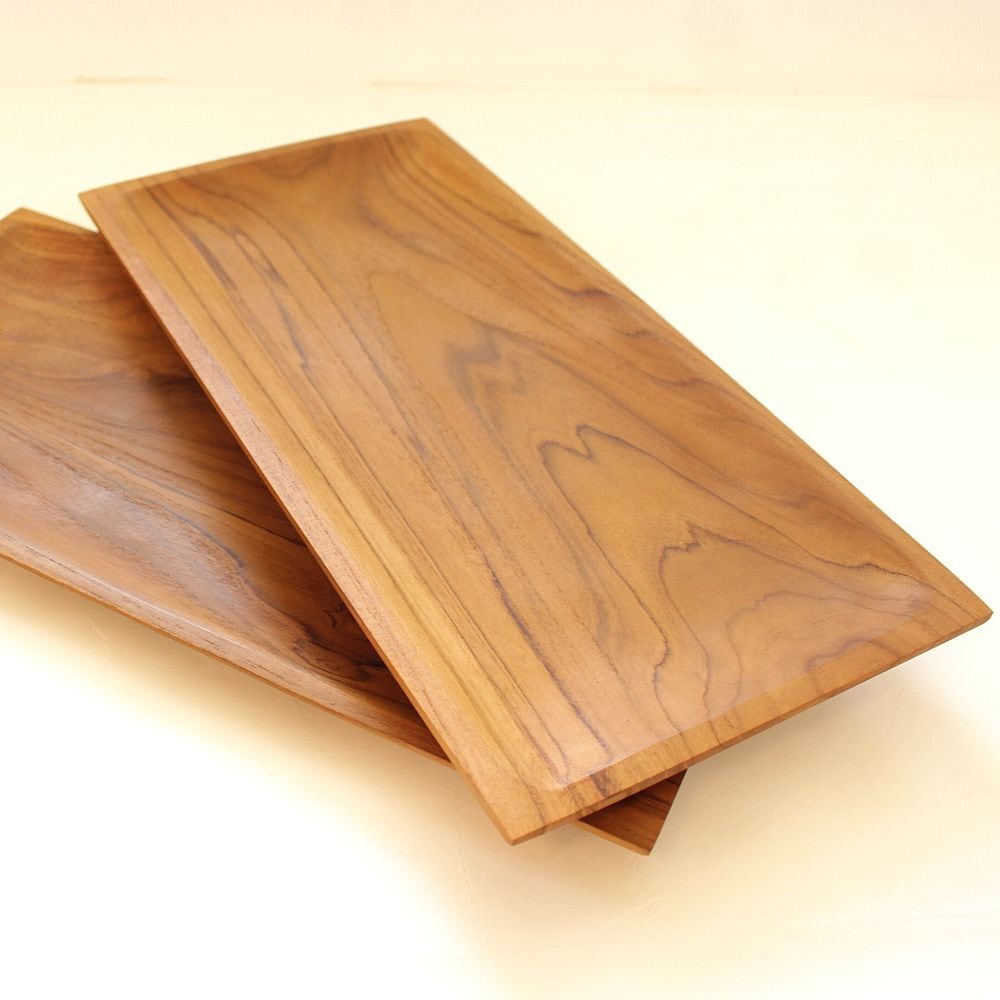 トレー 木製 チーク 無垢材 トレイ おぼん 長方形 天然木 ランチョン