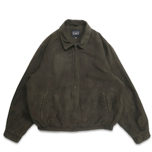 古着 HAGGAR フェイクスウェード スウィングトップ ジップアップジャケット ブルゾン ジャケット オリーブ グリーン系 表記：XL　gd408877n w60323