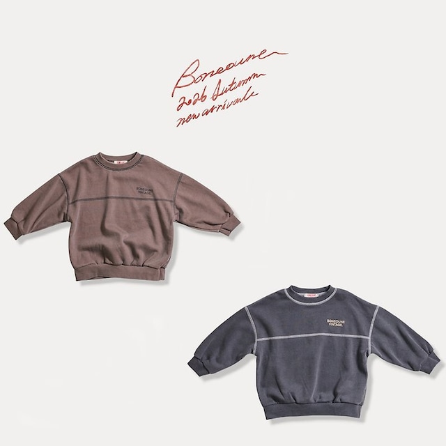 【取寄】boneoune|pigment gairu mtm|ピグメントガイルスウェット|XS-JL|kids&jr|26 autumn