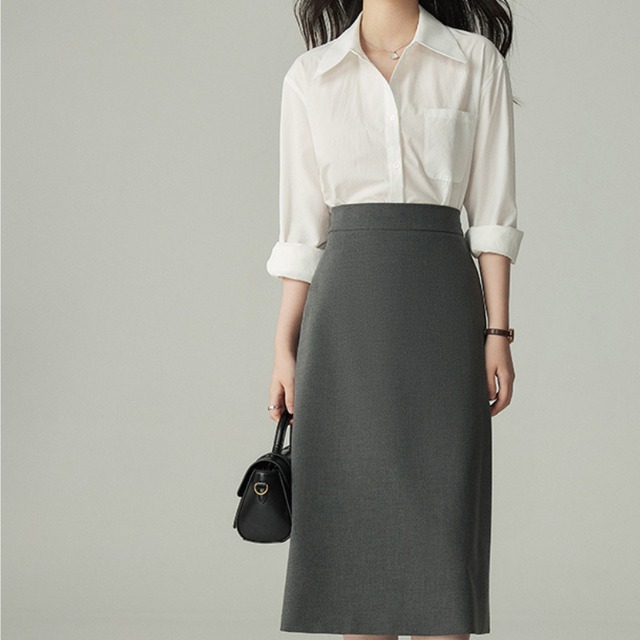 ミディ丈タイトハイウエストスカート U0446