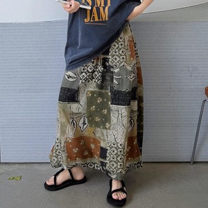print multi color long skirt k-0236