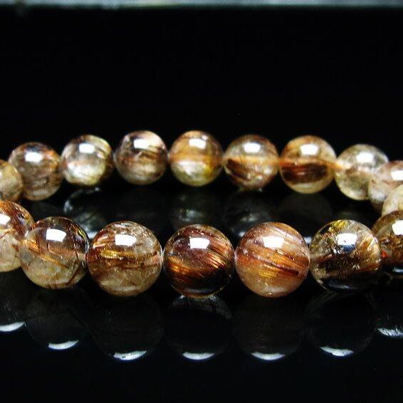 キャッツアイルチルクォーツ ブレスレット 11mm ルチルクォーツ ブレス 一点物 メール便可 [M便 1/10] 111-45777