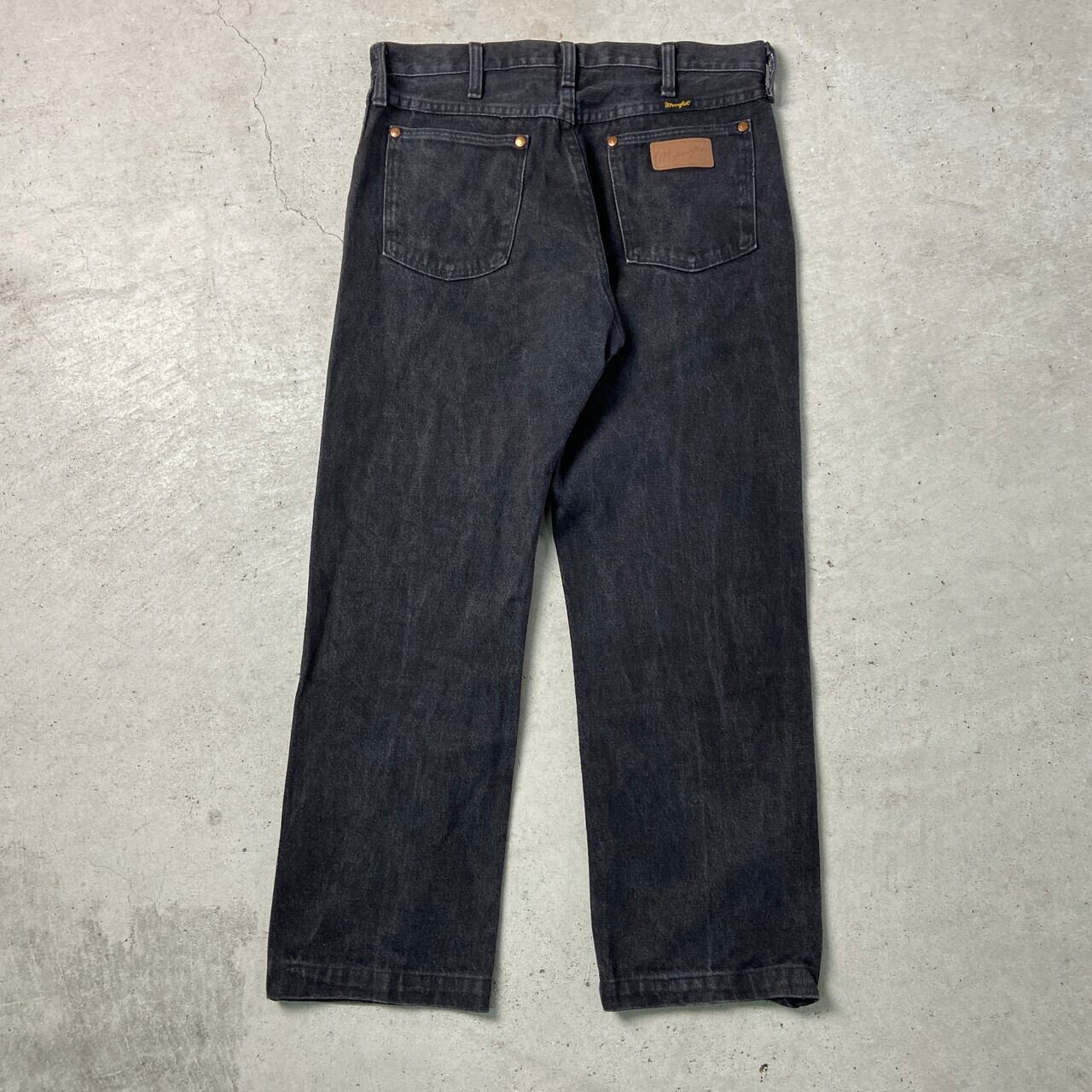 80~90年代 USA製 Wrangler ラングラー ストレート 先染め ブラック 