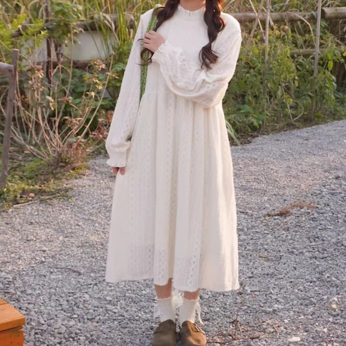 裏起毛ラッセルレースワンピース ・9367