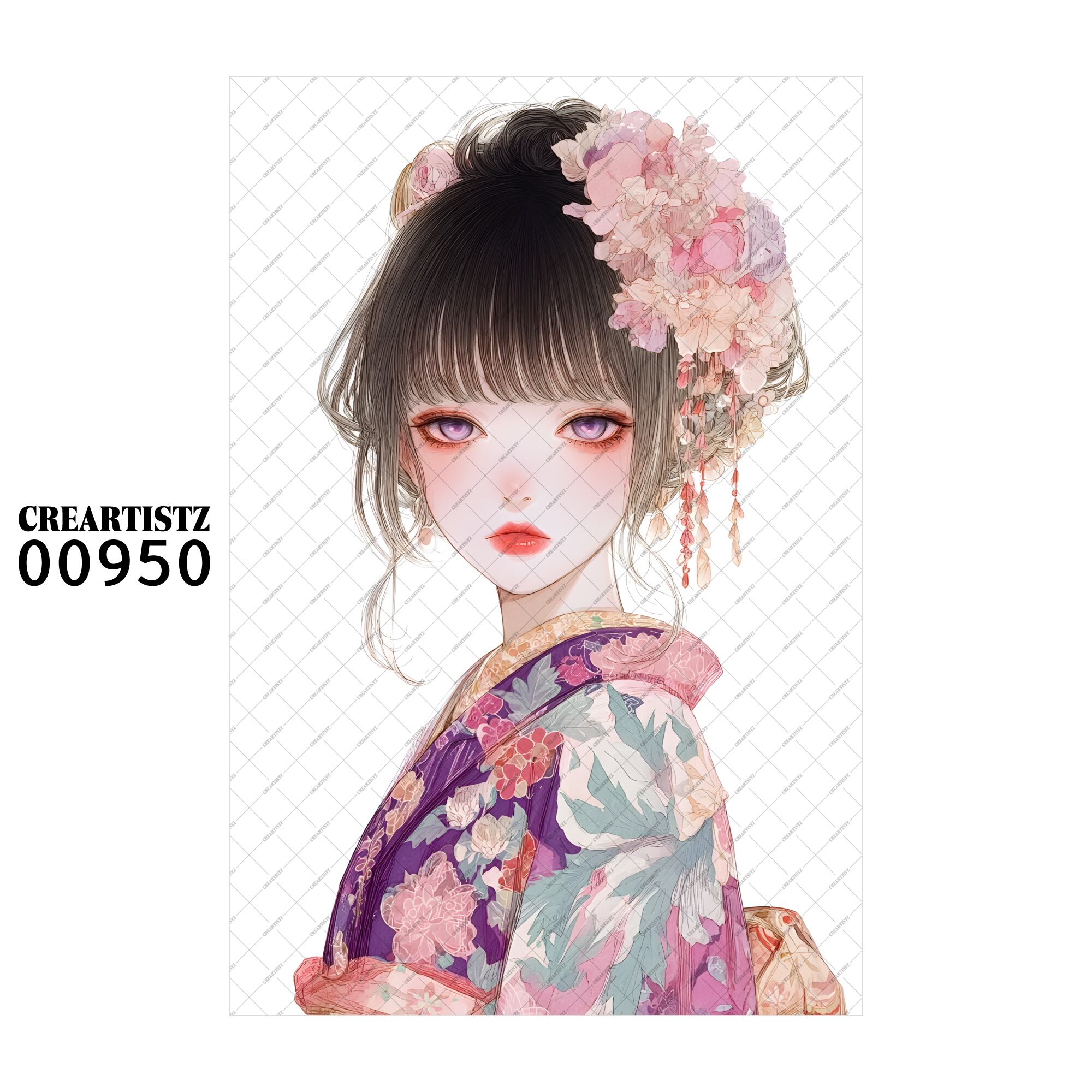 00950 ガール キュート オリジナル ペーパー/ステッカー 4枚セット CREARTISTZ