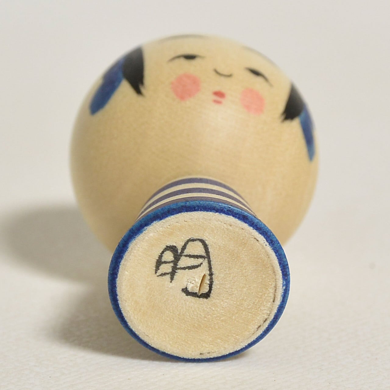 青の小寸こけし（ミニこけし） 約1.5寸 約4.5cm 鈴木明 工人（作並系