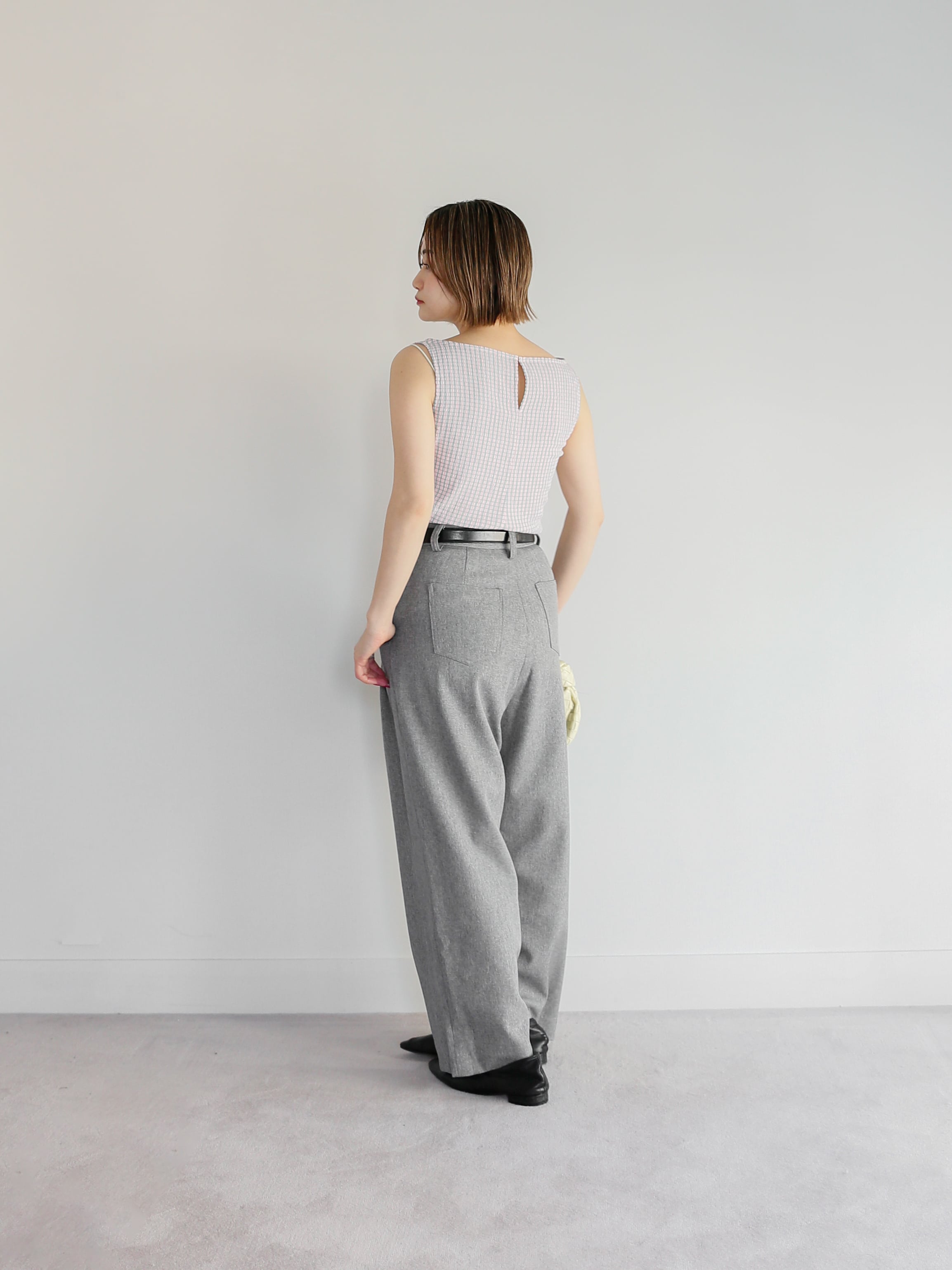 boat neck check tops | Katrin TOKYO