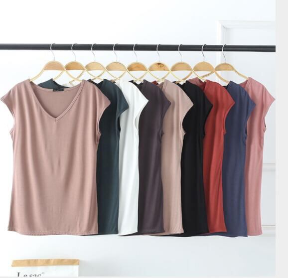 夏 韓国風 Tシャツ レディース 無地 カジュアル vネック