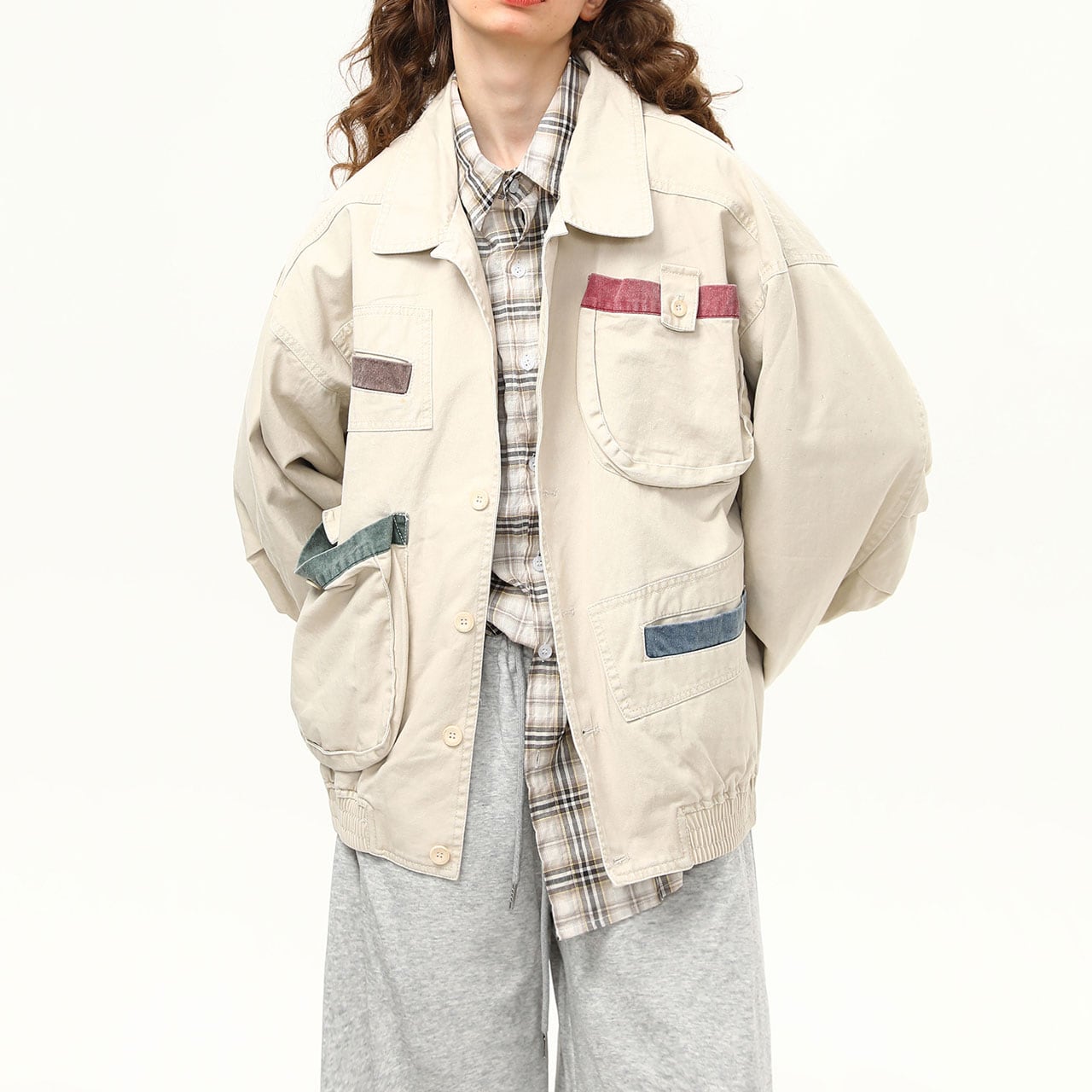 カラーパネルワークポケットジャケット R00824