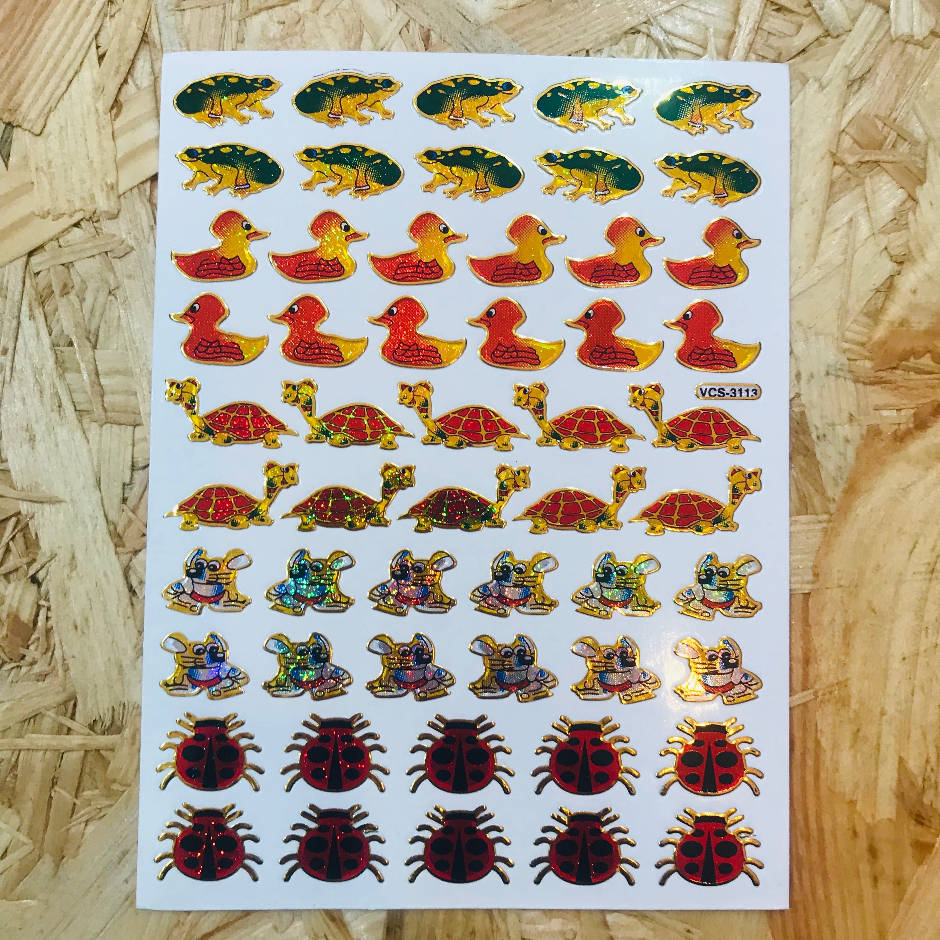 96 レトロ動物・虫 レトロキラキラシール VCS01