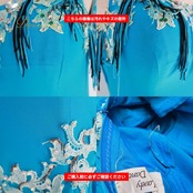 社交ダンス 衣装 Lovely Dancing ドレス ワンピース ラテン ブルー系 水色 白 黒 フリンジ ターコイズ 鮮やか かわいい アームカバー ダンス衣装 イベント ステージ パーティー ラインストーン 伸縮 ストレッチ ホワイト系 ブラック系