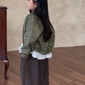 秋レトログリーンチェック柄ジャケット