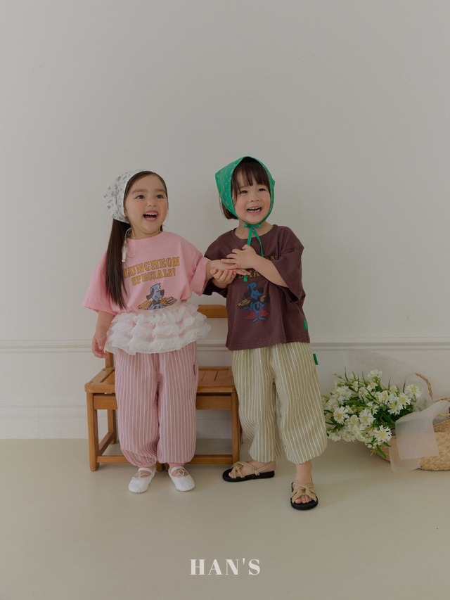 《送料無料》チェリーストライプパンツ:kids【HANS】※お取り寄せ