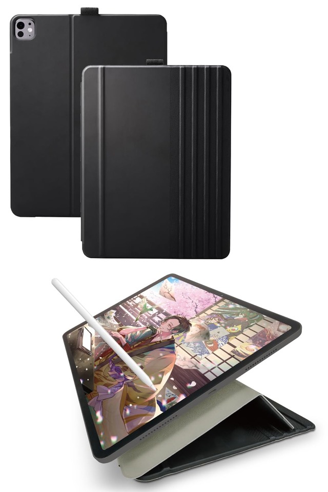 エレコム ipad pro 13インチ (M4) 2024年モデル ケース 8段階の角度調整可能 ペン収納 フラップ付き TB-A24PLWVDBK
