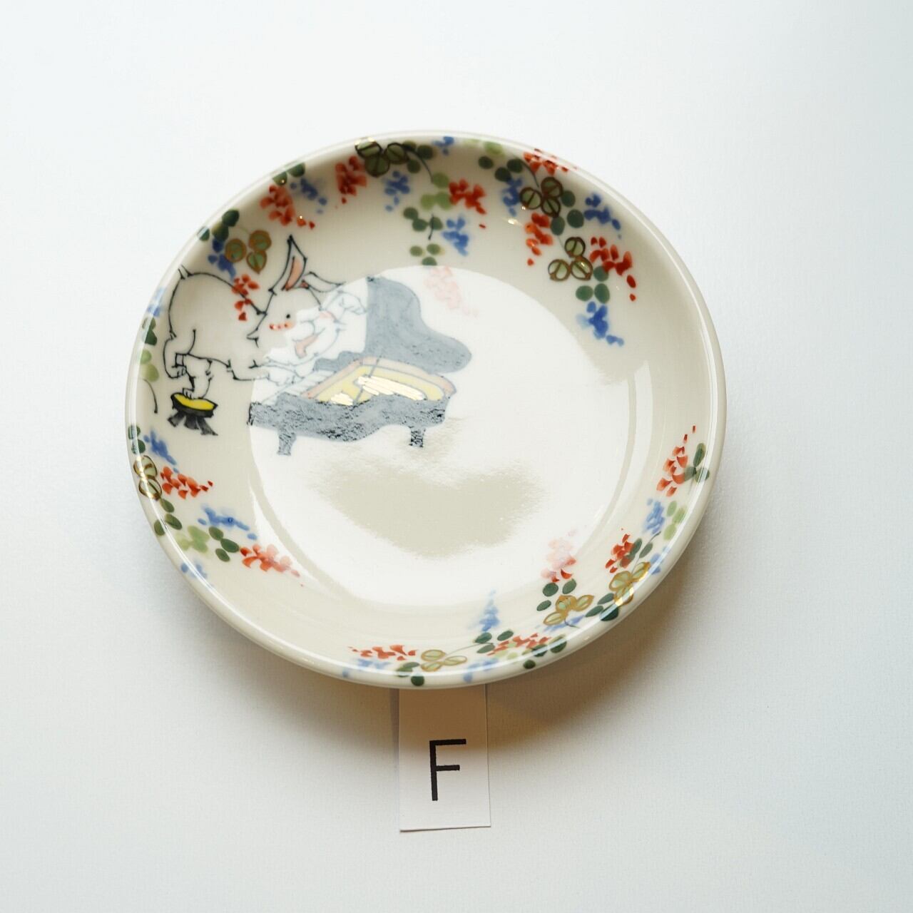 林民和】4寸皿 ピアノうさぎ 4 | ろにせら ギャラリーと雑貨のお店