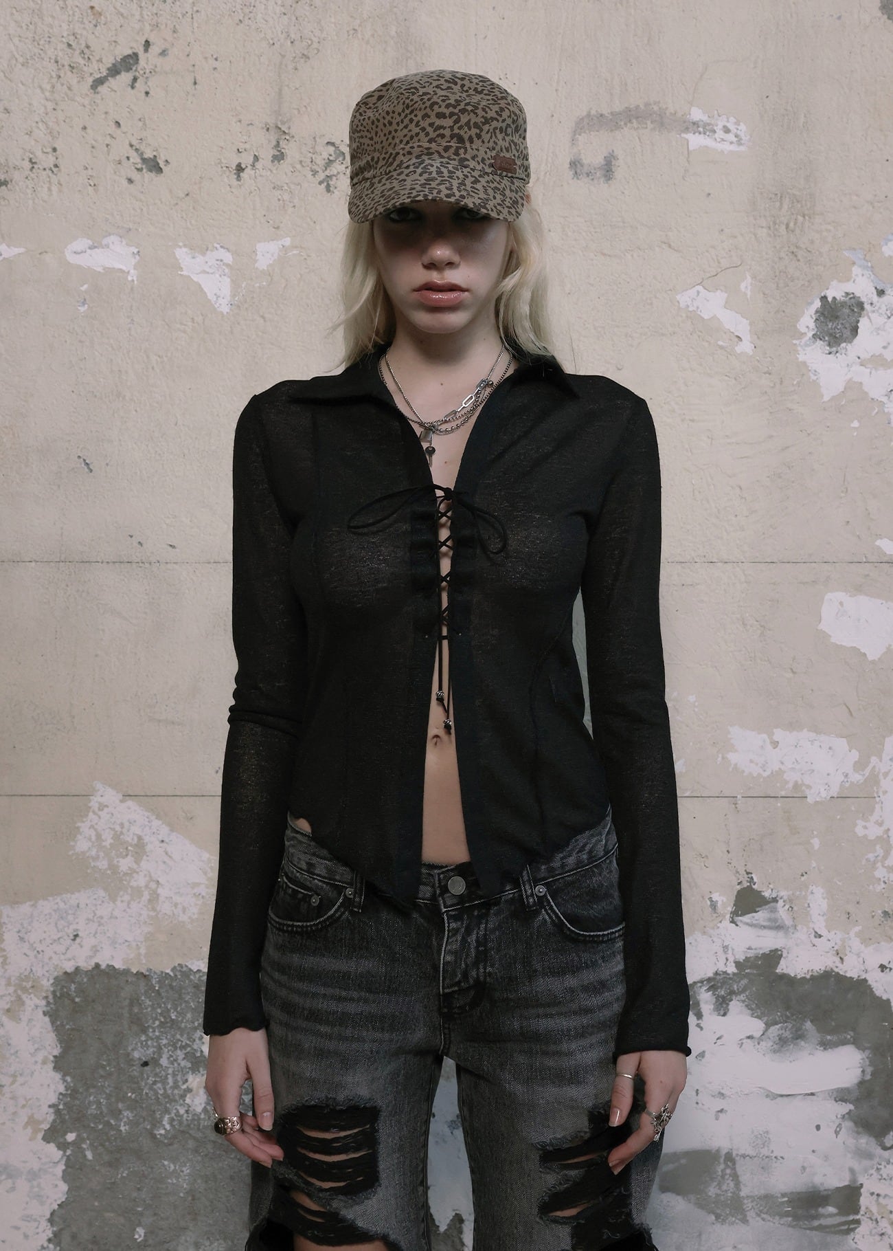 BOHEMIAN SEOUL] WESTERN OPEN COLLAR SHIRT, BLACK 正規品 韓国 