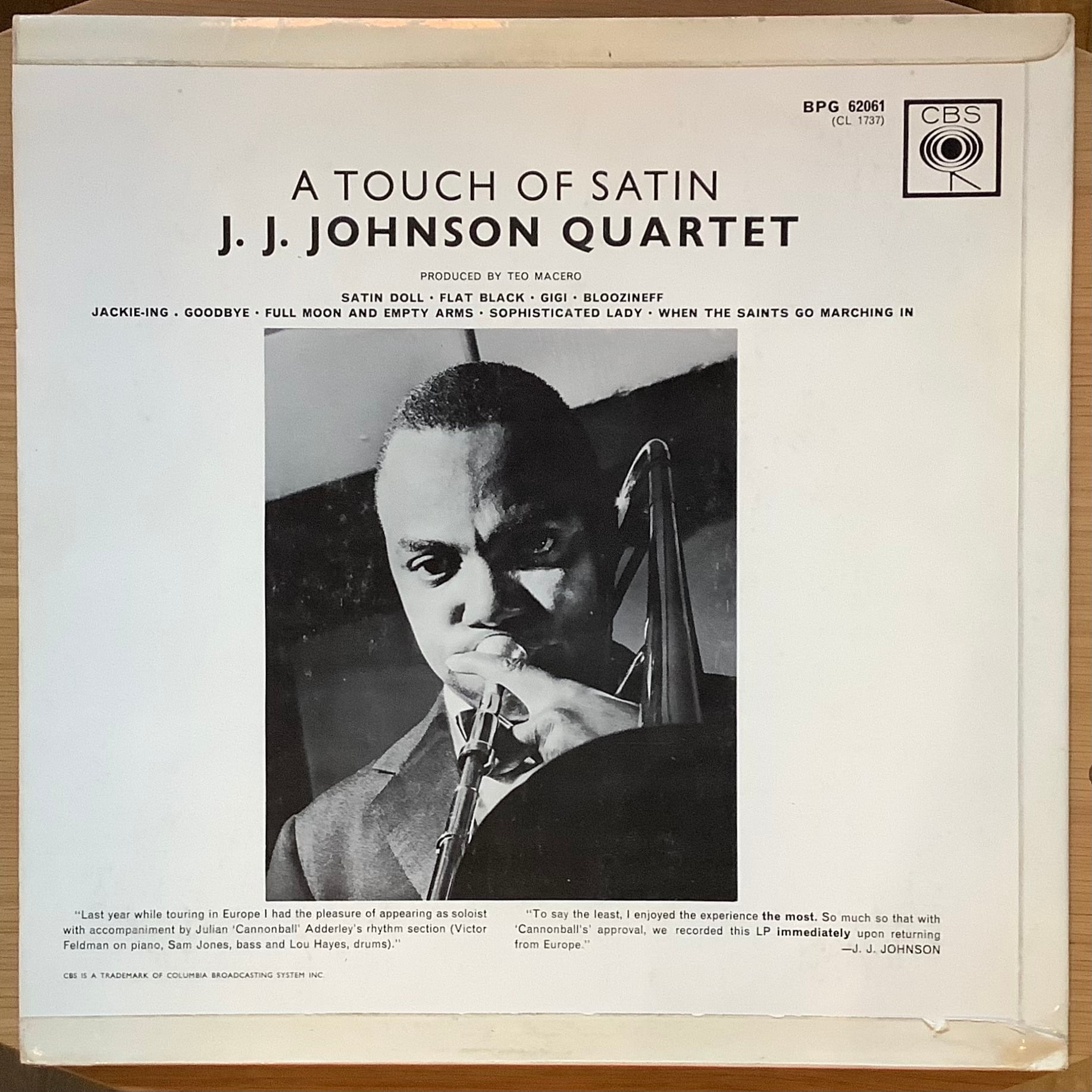 J.J.JOHNSON QUARTET / A TOUCH OF SATIN | Plastic Soul Records