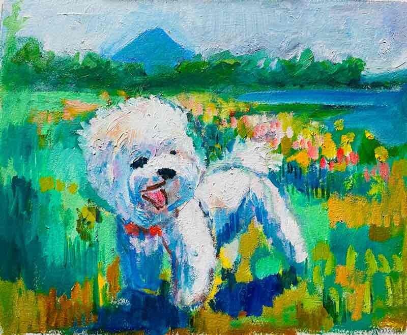 OIL COLOUR | 油彩画 #現代アート #犬 #猫