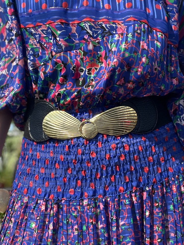 80s  black × gold belt