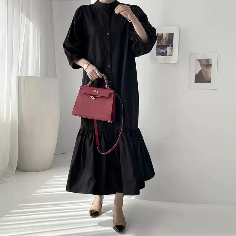 スタンドカラー　シャツワンピース　AJ22263-6813