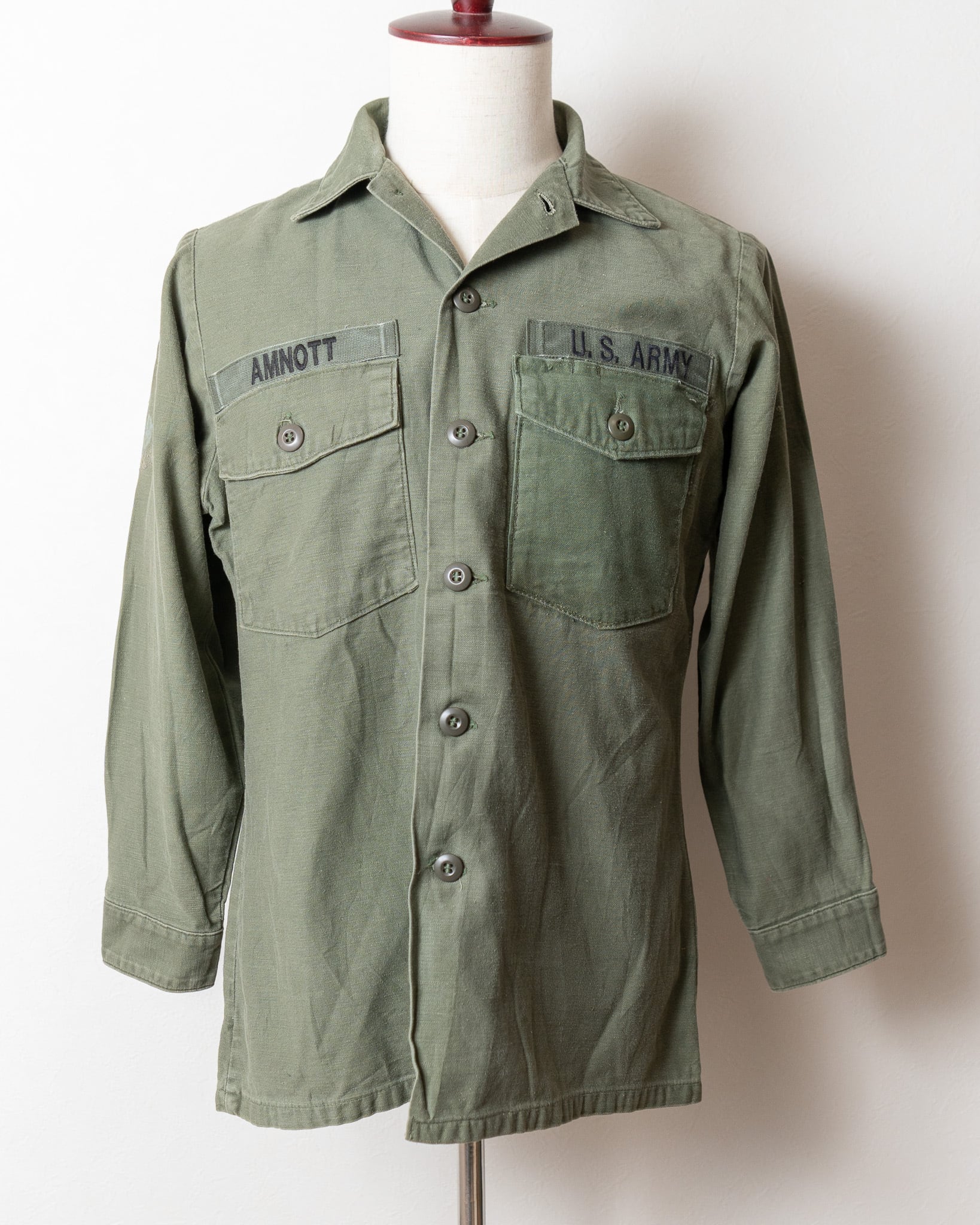 15 1/2✕31】U.S.Army 70's OG-107 Utility Shirt Cotton100％ 