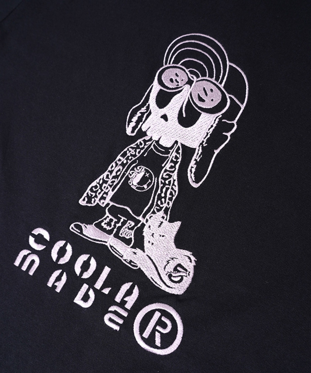 ロッキンスカルエンブロイダリーL/SベーシックTシャツ (BLACK)　CQ-47080